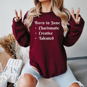 June Sweatshirt (White) | June Birthday Sweatshirt | June Birthday Gift | June Party Gift | Custom Sweatshirt