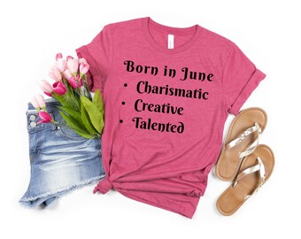 June Shirt (Black) | June Birthday Shirt | Statement Shirt | June Birthday Gift | June Party Shirt | Birth Month