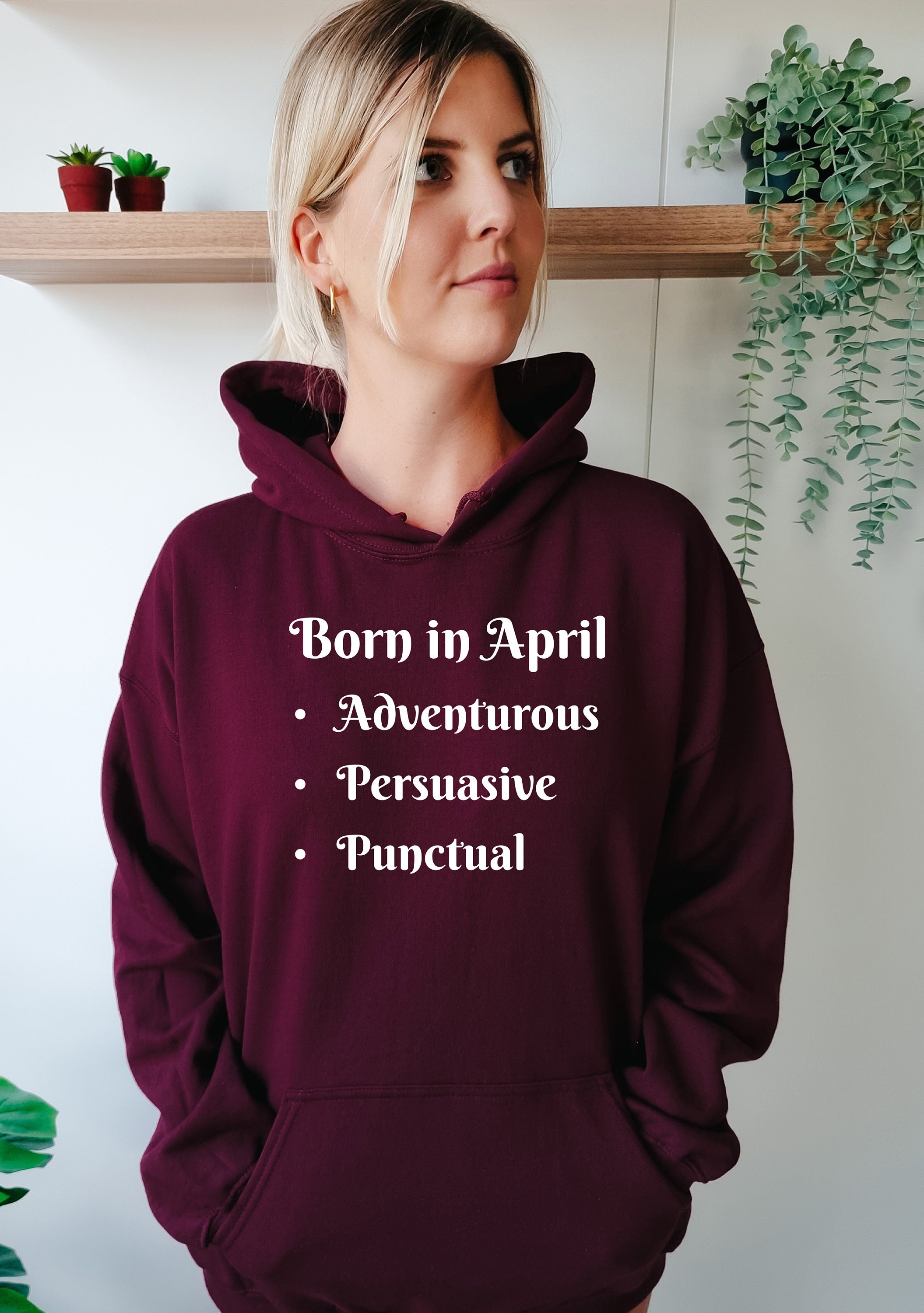 April Hoodie (White) | April Birthday Hoodie | Statement Hoodie | April Birthday Gift | April Party Hoodie | April Baby