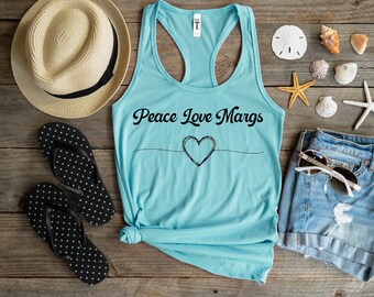 Peace Love Margs (1) | Margarita Lover | Funny Margarita Tank Top | Funny Drinking Tank Top | Tequila Tank Top | Cinco De Mayo