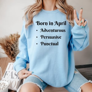 April Sweatshirt (Black) | April Birthday Sweatshirt | Statement Sweatshirt | April Birthday Gift | April Party Gift