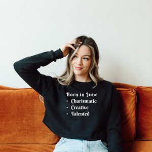 June Cropped Sweatshirt | Cropped Sweatshirt | June Birthday Sweatshirt | June Birthday Gift | Crop Top | June Baby