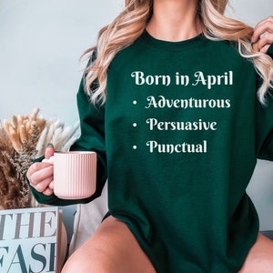 April Sweatshirt (White) | April Birthday Sweatshirt | April Birthday Gift | April Party Gift | Custom Sweatshirt