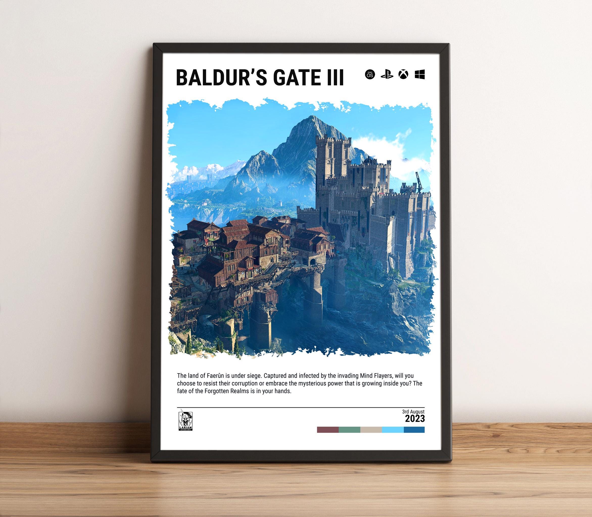 Baldur's Gate 3 (2023) Poster - Video Game Wall Art Print - Gaming Gift - A5-A4-A3-A2-A1 Unframed Canvas Print for Frame or Hanger