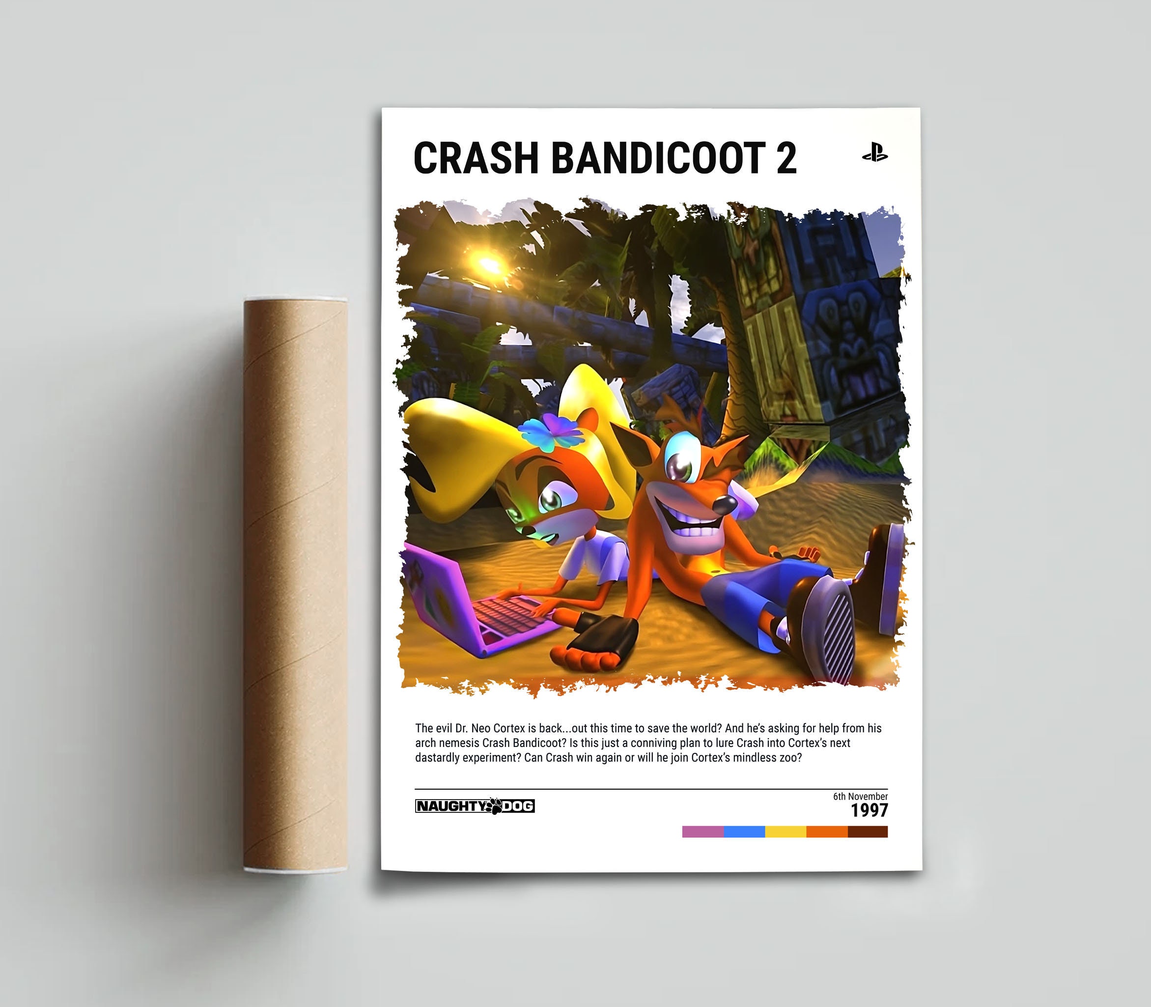 Crash 2 (1997) Poster - Video Game Wall Art Print - Gaming Gift - A5-A4 ...