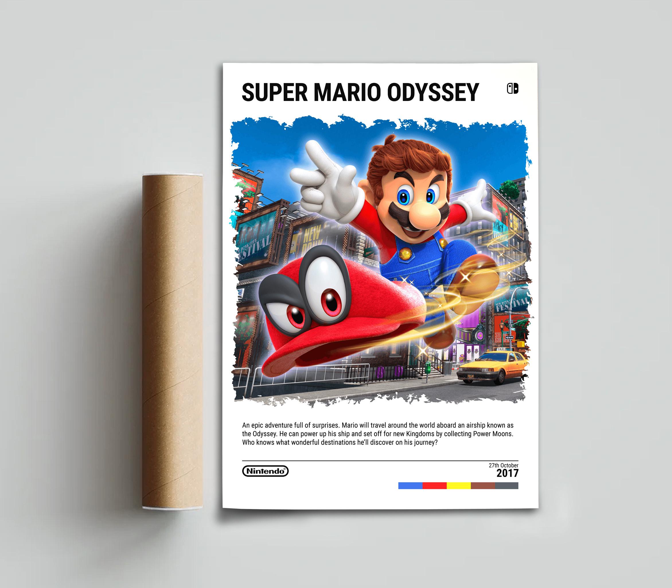 Super Mario Odyssey (2017) Nintendo Switch Poster - Video Game Art