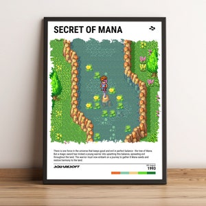 Secret of Mana (1993) Poster - Video Game Wall Art Print / Home Decor - Gaming Gift - A5-A4-A3-A2-A1 Unframed Canvas Print for Frame
