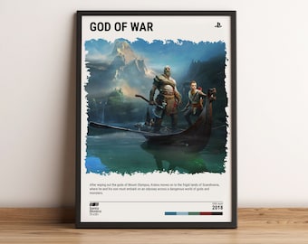 God of War (2018) Poster - Video Game Wall Art Print - Gaming Gift - A5-A4-A3-A2-A1 Unframed Canvas Print for Frame or Hanger