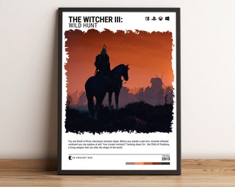 Witcher 3 (2015) Poster - Video Game Wall Art Print Home Decor - Gaming Gift - A5-A4-A3-A2-A1 Unframed Canvas Print for Frame