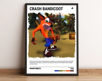 Poster Crash Bandicoot 1 (1996) - Reproduction d'art mural de jeu vidéo - Cadeau pour jeu vidéo - Toile A5-A4-A3-A2-A1 sans cadre pour cadre ou suspension