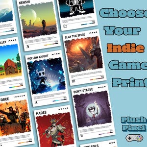 Choose Your Indie Game Poster - Video Game Wall Art Print - Gaming Gift - A5-A4-A3-A2-A1 Unframed Canvas Print for Frame or Hanger Bars
