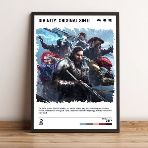 Divinity: Original Sin 2 (2017) Póster - Impresión de arte de pared de videojuegos - Regalo de juegos - A5-A4-A3-A2-A1 Impresión de lienzo sin enmarcar para marco o percha