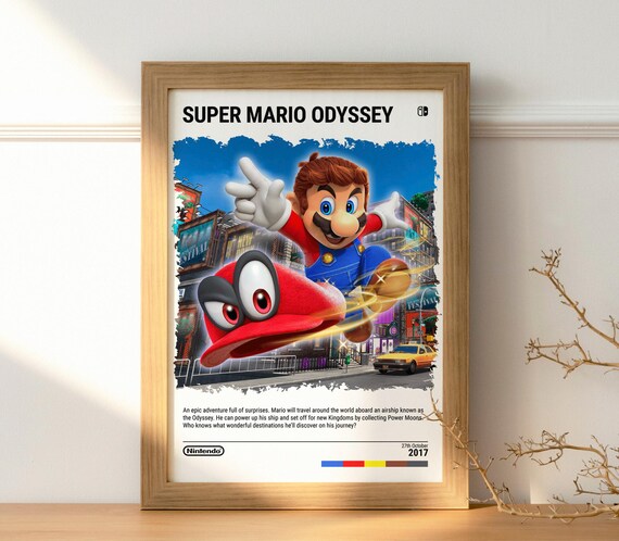 Super Mario Odyssey (2017) Nintendo Switch Poster - Video Game Art