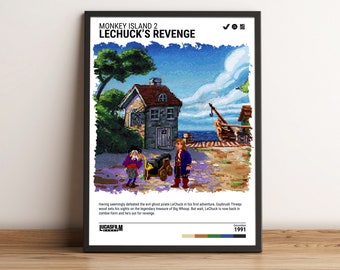 Monkey Island 2: LeChuck's Revenge (1991) Minimalistisches Poster - Videospiel Wandkunst Druck - Gaming Geschenk - A5-A4-A3-A2-A1 ungerahmt Leinwand