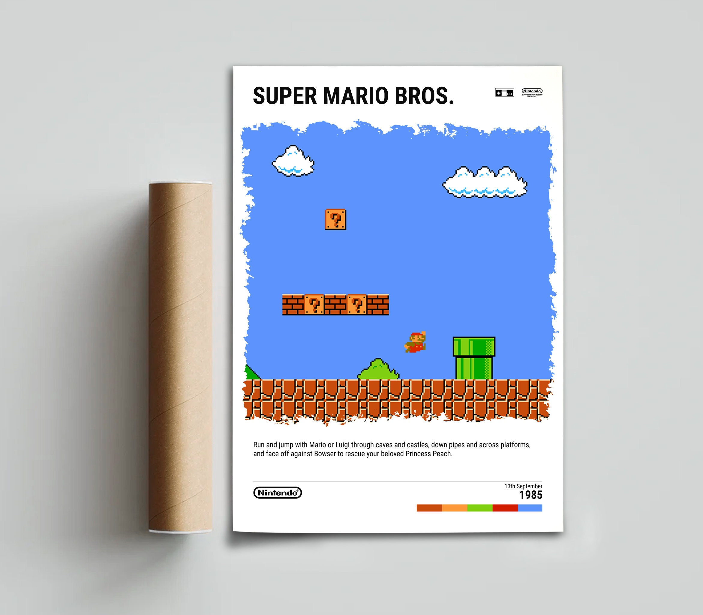Super Mario Bros. 1985 NES Poster Video Game Art Print Etsy Canada