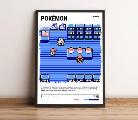 Pokemon (1996) Original Pokemon Video Game Poster - Gameboy Wall Art Print - Gaming Gift - A5-A4-A3-A2-A1 Unframed for Frame or Hanger