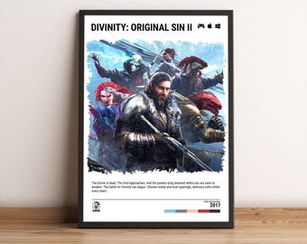 Póster de Divinity: Original Sin 2 (2017) - Lámina decorativa de videojuego para pared - Regalo para gamers - Lienzo impreso sin marco en tamaños A5-A4-A3-A2-A1 para enmarcar o colgar