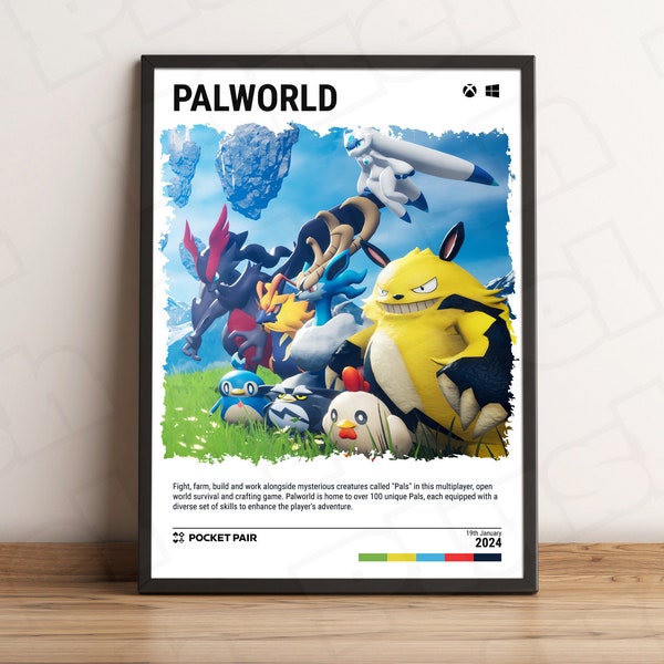 Palworld (2024) Poster - Video Game Wall Art Print - Gaming Gift - A5-A4-A3-A2-A1 Unframed Canvas Print for Frame or Hanger