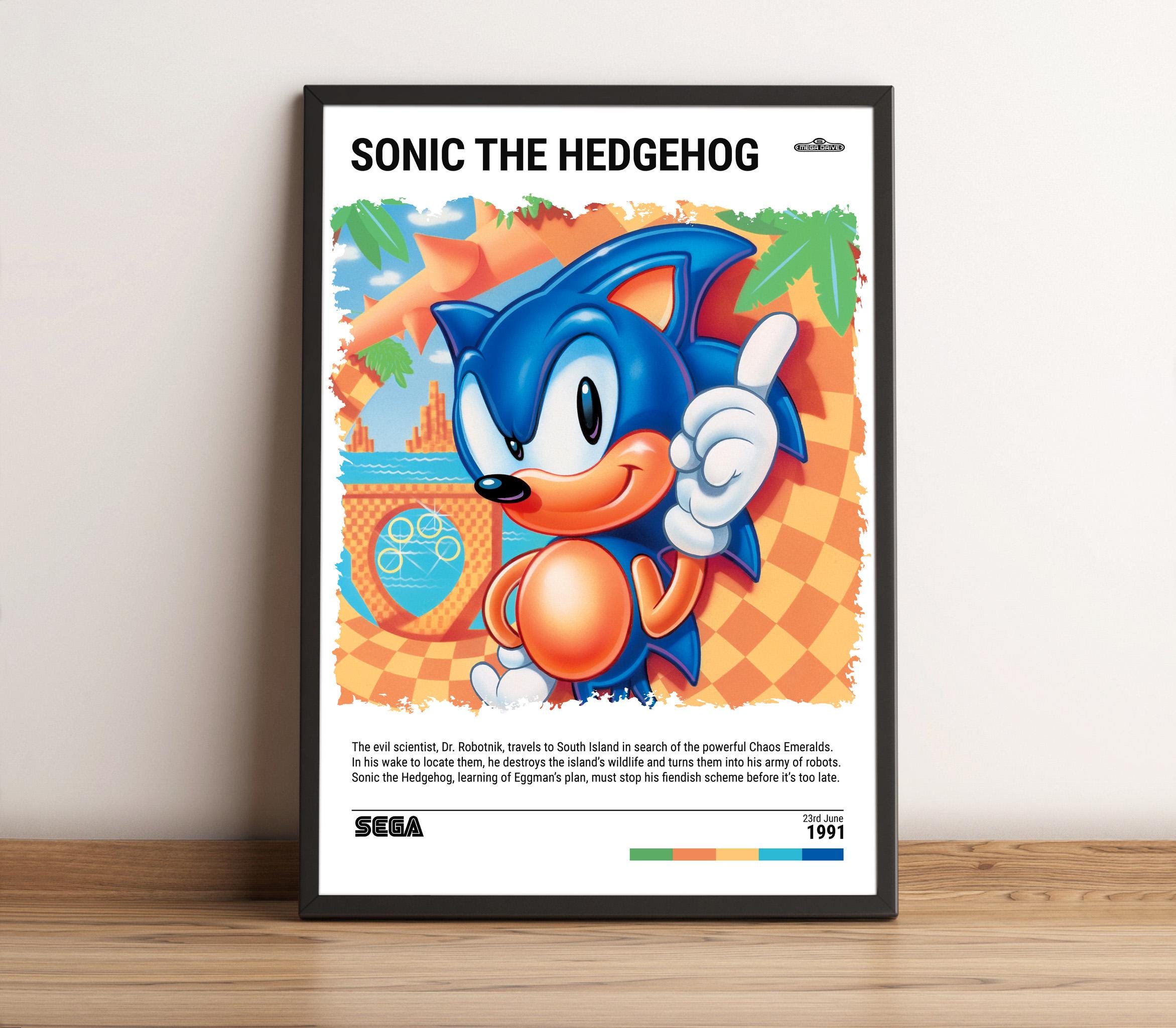 Sonic (1991) Retro Game Poster - Video Game Art Print - Gaming