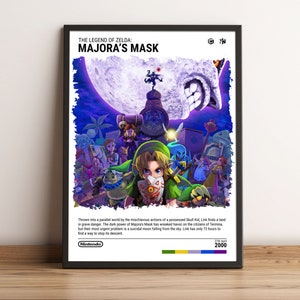 The Legend of Zelda: Majora's Mask (2000) Poster - Video Game Art Print - Gaming Gift - A5-A4-A3-A2-A1 Unframed Canvas Print for Frame