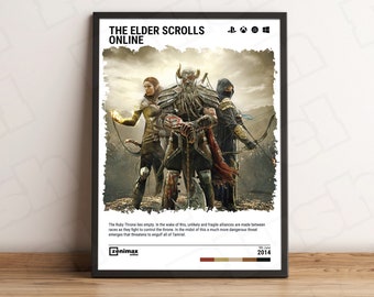 The Elder Scrolls Online (2014) Poster - Video Game Wall Art Print - Gaming Gift - A5-A4-A3-A2-A1 Unframed Canvas Print for Frame or Hanger
