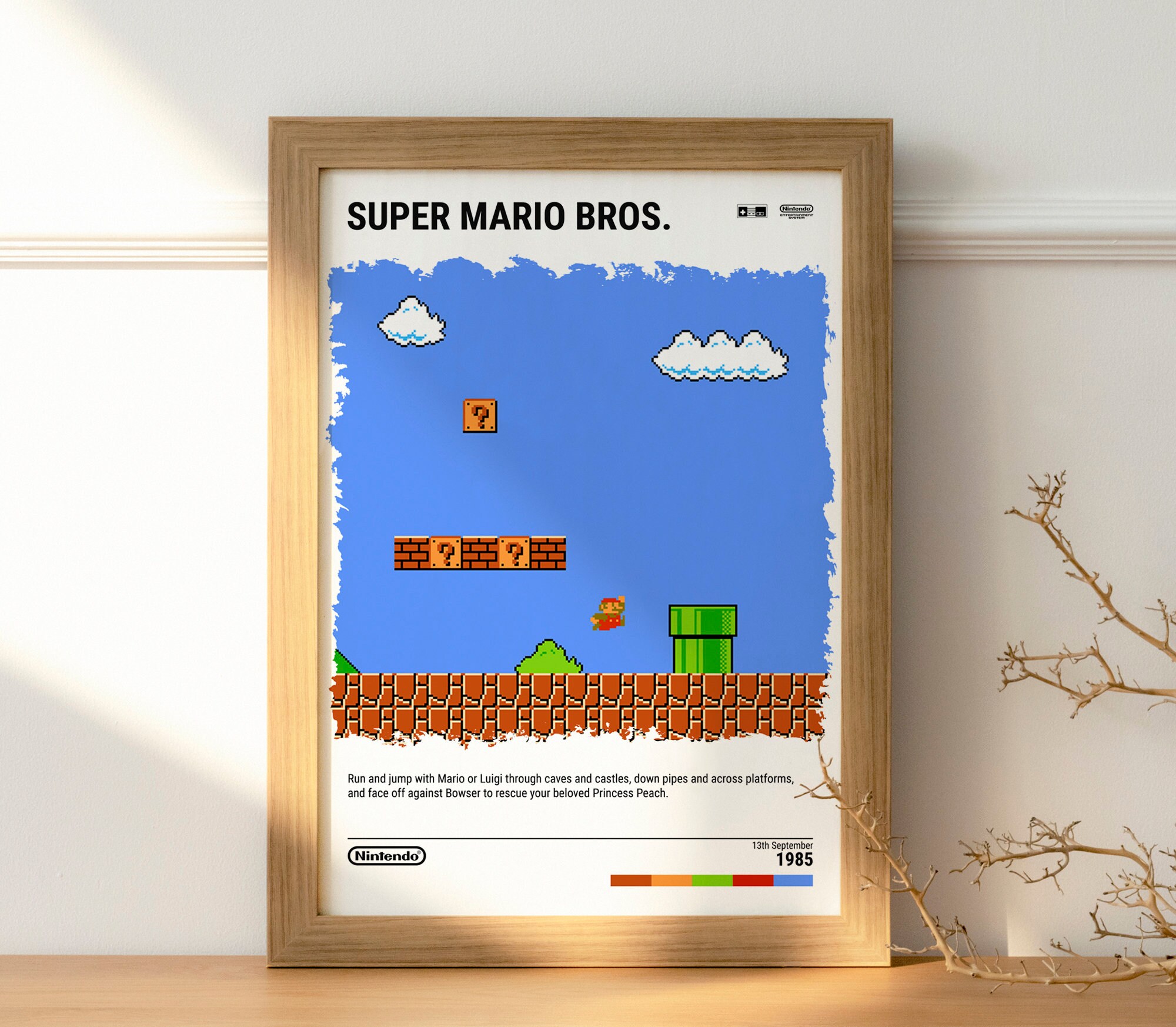Super Mario Bros. 1985 NES Poster Video Game Art Print Etsy Canada