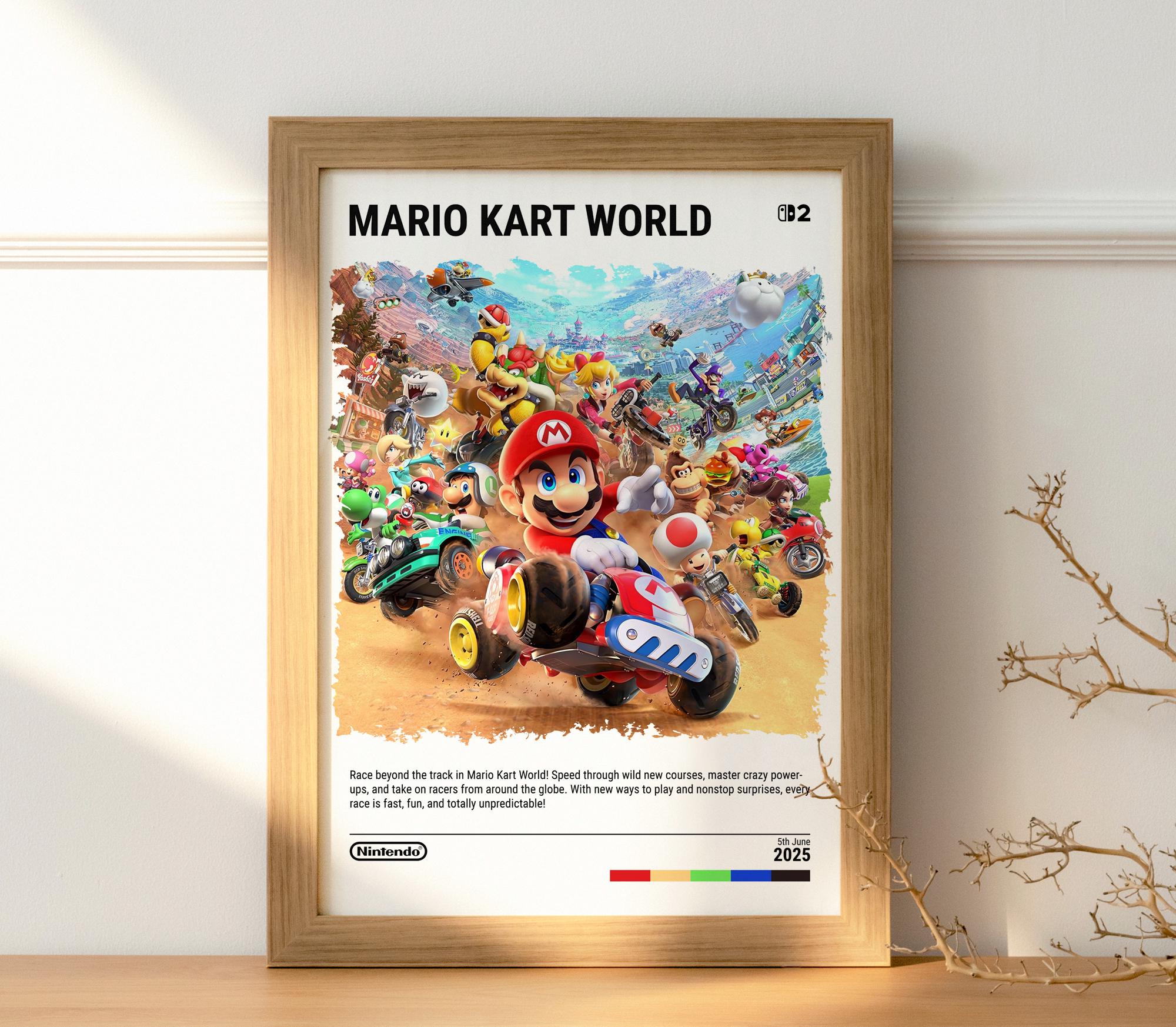 Mario Kart World (2025) Switch 2 Poster - Video Game Wall Art