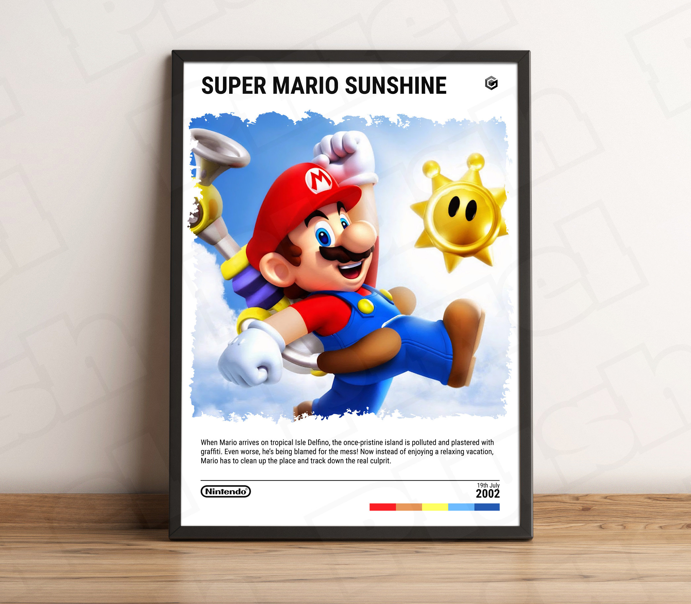 Super Mario Sunshine (2002) Gamecube Poster - Video Game Art Print