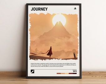 Journey (2012) Indie Game Poster - Video Game Wall Art Print - Gaming Gift - A5-A4-A3-A2-A1 Unframed Canvas Print for Frame or Hanger