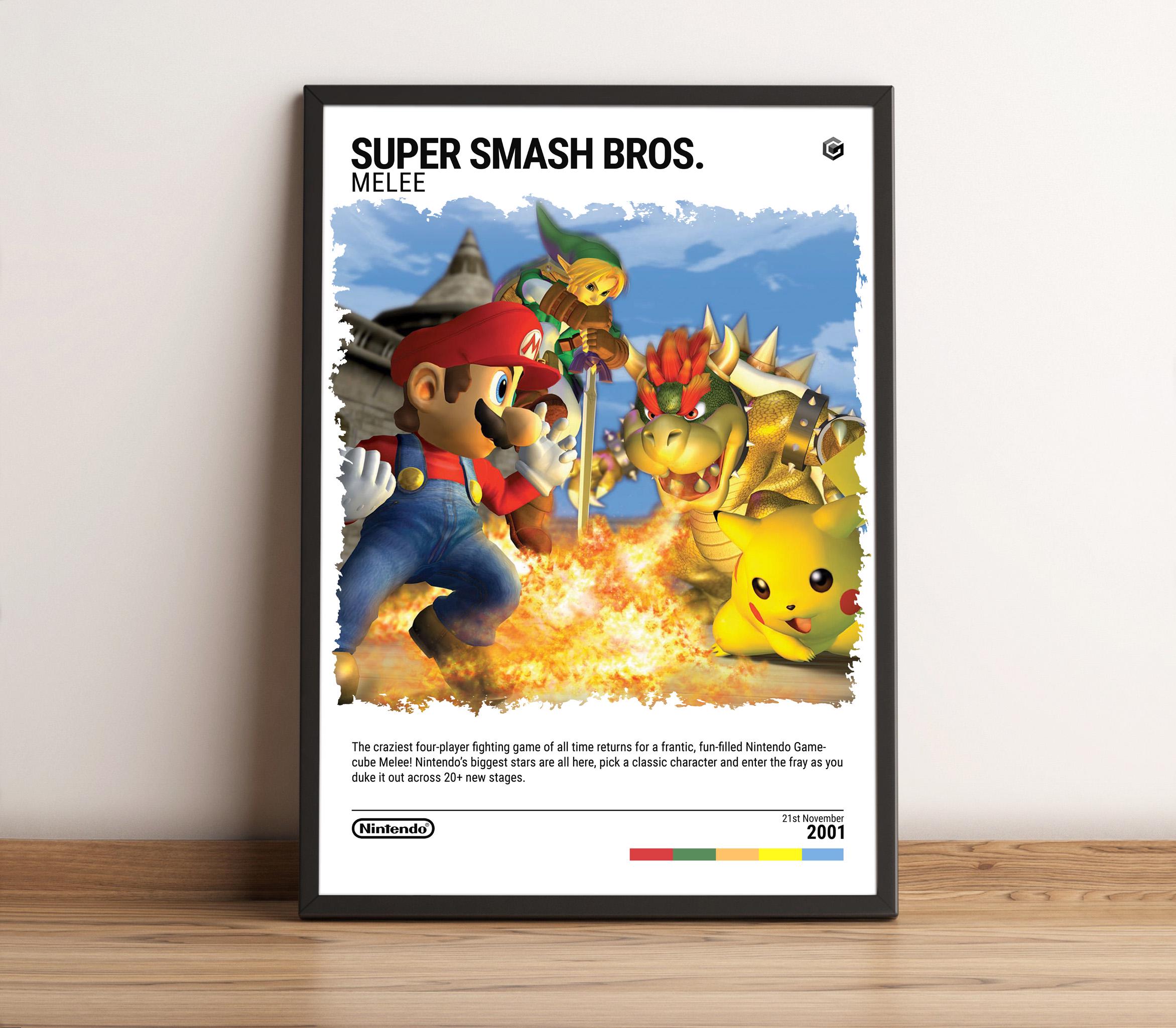 Super Smash Bros. Melee (2001) Gamecube Poster - Video Game Art