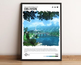 The Elder Scrolls IV: Oblivion (2006) Poster - Video Game Wall Art Print - Gaming Gift - A5-A4-A3-A2-A1 Unframed Canvas Print for Frame