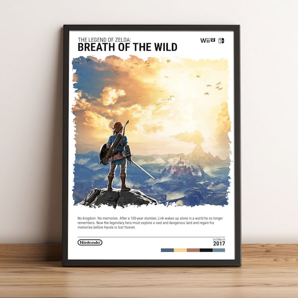 The Legend of Zelda: Breath of the Wild (2017) Poster - Video Game Art Print - Gaming Gift - A5-A4-A3-A2-A1 Unframed Canvas Print for Frame