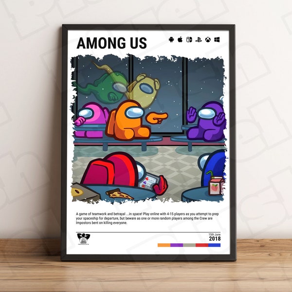 Among Us (2018) Indie Game Poster - Video Game Wall Art Print - Gaming Gift - A5-A4-A3-A2-A1 Unframed Canvas Print for Frame or Hanger