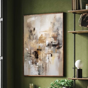 Abstract Art with Acrylic - Beige Tones - Abstract Art - Poster Premium AP3053 - Wall Picture Wall Pictures