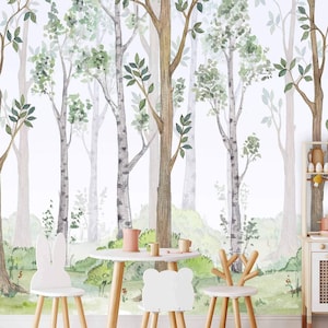 Magia scandinava naturale: carta da parati con foresta per la cameretta dei bambini - carta da parati fotografica con un tocco di stile scandinavo - TP139