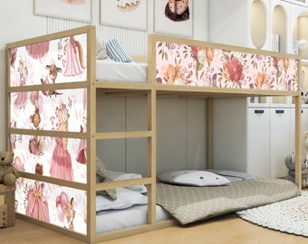 Aufkleber für IKEA KURA Kinderbett Klebefolie Möbelfolie Sticker Kinderzimmer Bett Prinzessinnen (Ohne Möbel) IKB511