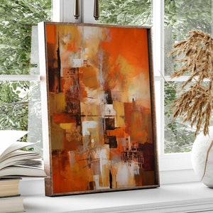 Abstrakte Kunst mit Acryl - Orangene Töne - Abstract Art - Poster Premium AP3064 - Wandbild Wandbilder