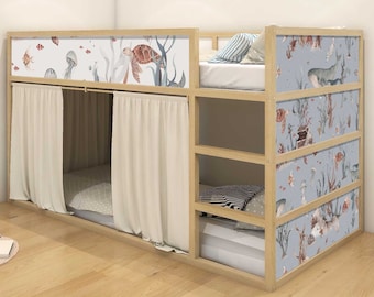 Aufkleber für IKEA KURA Kinderbett Klebefolie Möbelfolie Sticker Kinderzimmer Bett Unterwasserwelt (Ohne Möbel) IKB513