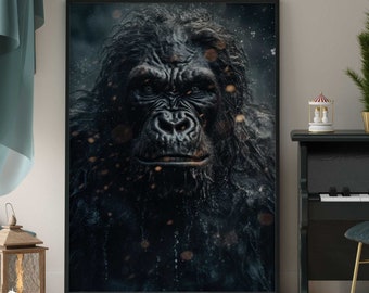 Gorilla Portrait im Wasser - Gorilla Poster Premium AP3036 - Animal Art - Wandbild Wandbilder