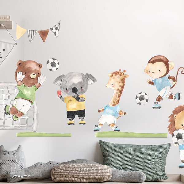 Fußball Tiere Wandaufkleber Sticker Aufkleber Babyzimmer Fußballer V407