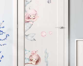 Door sticker children's room mermaid sea animals sticker door sticker baby room door sticker self-adhesive T112