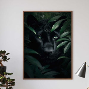Black Panther Portrait in the Jungle - Black Panther Poster Premium AP3044 - Animal Art - Mural Wall Art