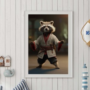 Ritratto di procione - Kung Fu - Poster di procione Premium AP3122 - Arte animale - Arte murale da parete