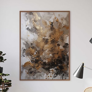 Abstract Art with Acrylic - Beige & golden tones - Abstract Art - Poster Premium AP3055 - Wall Picture Wall Pictures