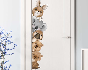 Türsticker Kinderzimmer Baby Waldtiere Hase Koala Ente Otter Igel Vogel Sticker Tür Aufkleber Babyzimmer Türaufkleber selbstklebend T107