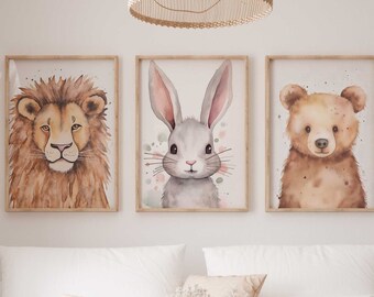 Nursery Poster Set Premium P791 // Cute Animals // Baby Room // Mural Wall Pictures