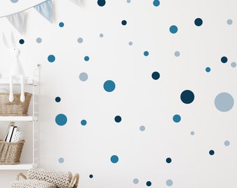 Kreise Aufkleber 120 Stück Wandtattoo für Babyzimmer Sticker Kreis Wandaufkleber Kinderzimmer Punkte Dots Klebepunkte V283 | BLAU