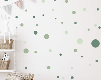 Kreise Aufkleber 120 Stück Wandtattoo für Babyzimmer Sticker Kreis Wandaufkleber Kinderzimmer Punkte Dots Klebepunkte V283 | GRÜN MILD