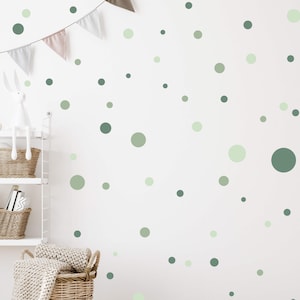 Circle stickers 120 pieces wall tattoo for baby room stickers circle wall stickers children&#39;s room dots dots adhesive dots V283 | GREEN MILD