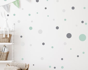 Kreise Aufkleber 120 Stück Wandtattoo für Babyzimmer Sticker Kreis Wandaufkleber Kinderzimmer Punkte Dots Klebepunkte V283 | MINT
